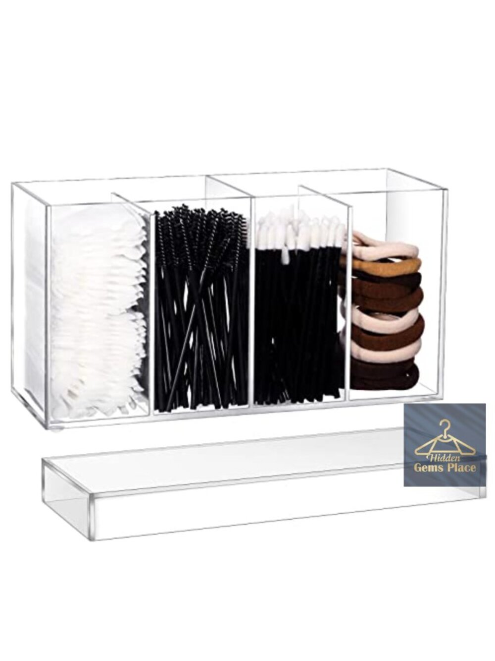 Acrylic Makeup Organizer with Lid 4 Compartment Dustproof Vanity Storage